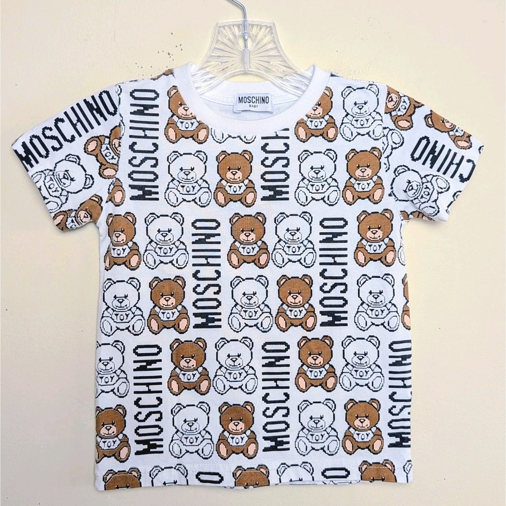 MOSCHINO Baby Kids' Teddy Bear All Over Print Cotton T-shirt - Size 4 Years‎